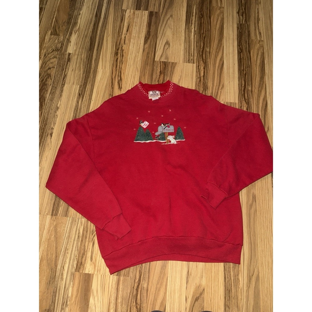 VTG 90s Top Stitch Morning Sun USA Women's XL Sweatshirt Crewneck Winter